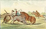Famous Hunting Paintings - Native American Hunting Buffalo on Horseback